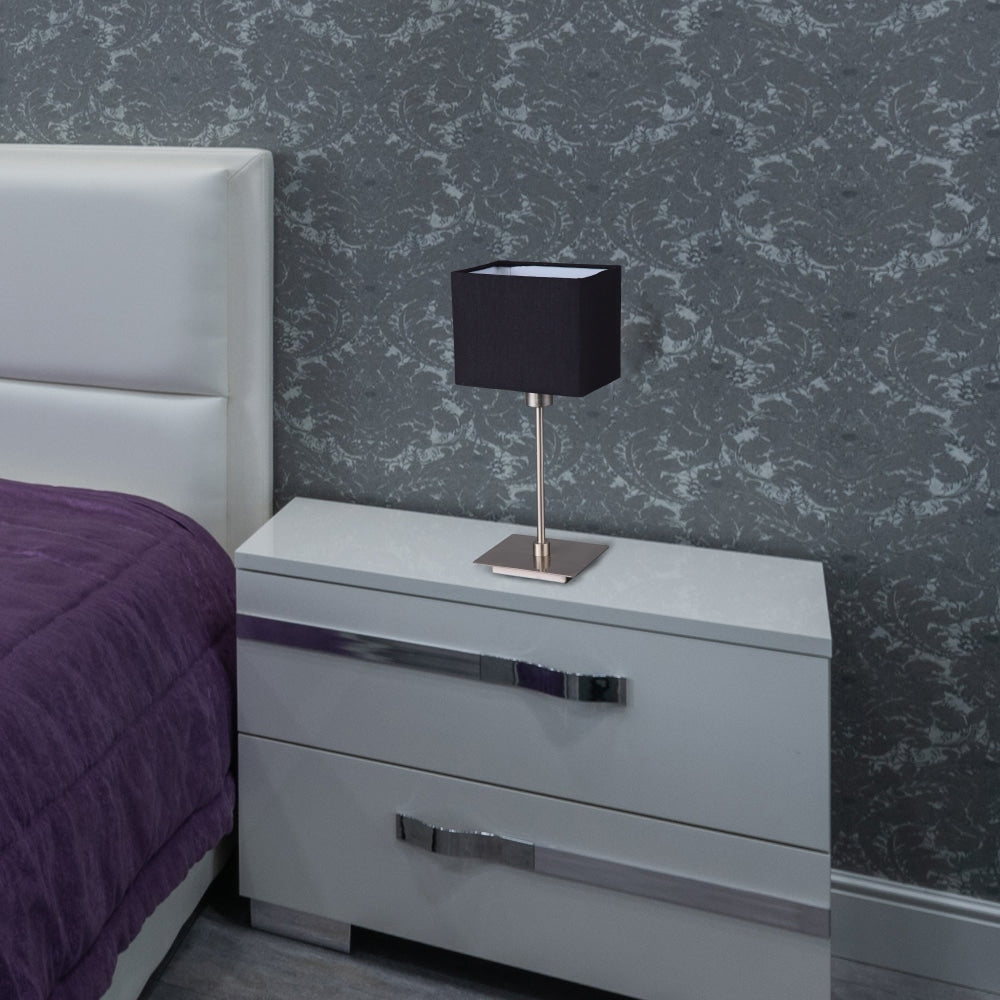 Lex Duo Set of 2 Modern Table Lamp Light Rectangular Fabric Shade - Black Fast shipping On sale