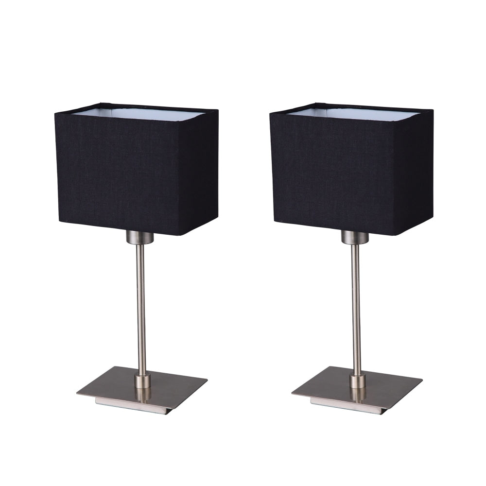 Lex Duo Set of 2 Modern Table Lamp Light Rectangular Fabric Shade - Black Fast shipping On sale