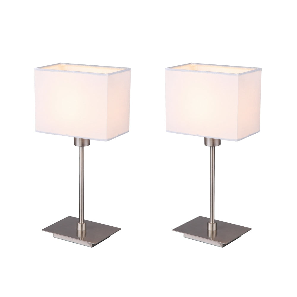 Lex Duo Set of 2 Modern Table Lamp Light Rectangular Fabric Shade - White Fast shipping On sale