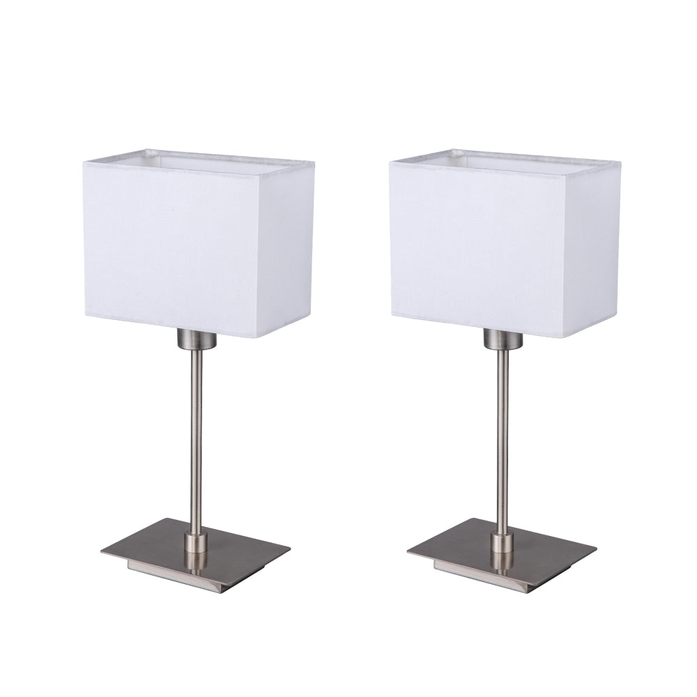 Lex Duo Set of 2 Modern Table Lamp Light Rectangular Fabric Shade - White Fast shipping On sale