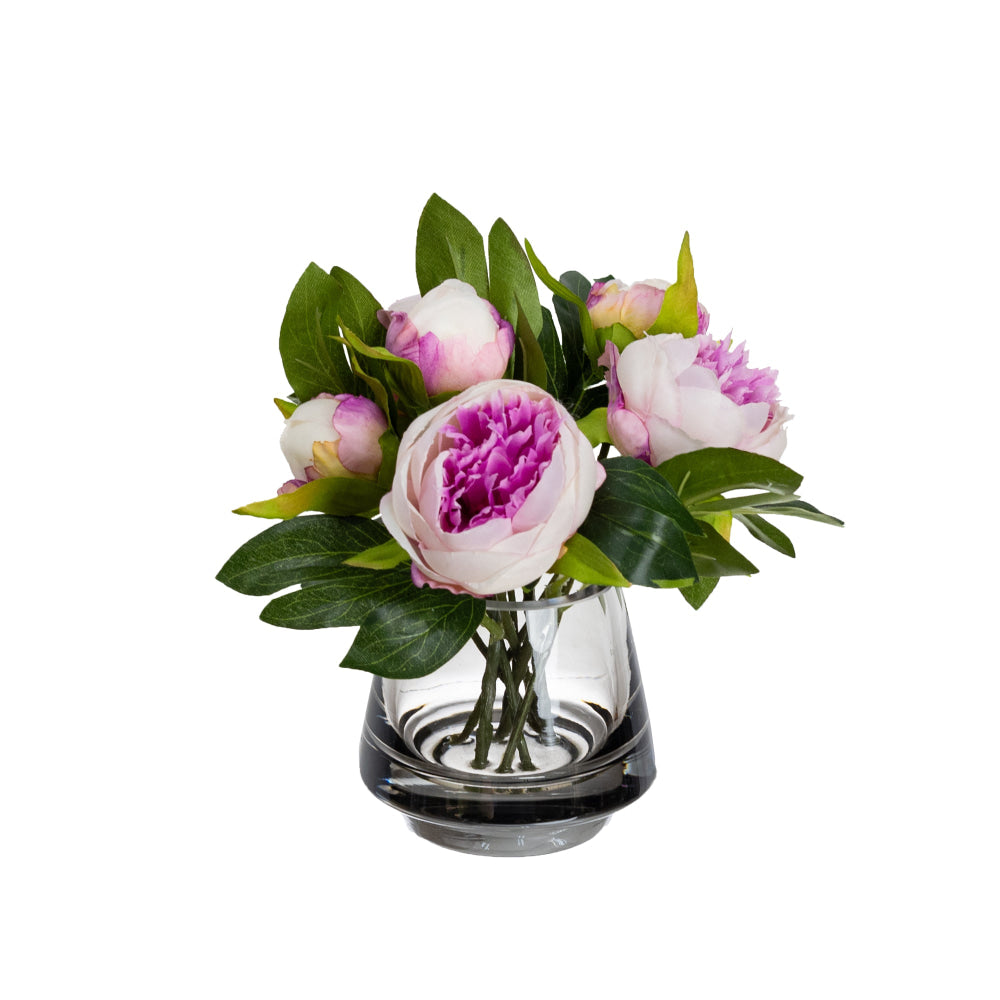 Lilac Peony 20cm Artificial Plant Flower Arrangement Decorative In Glass Fast shipping On sale