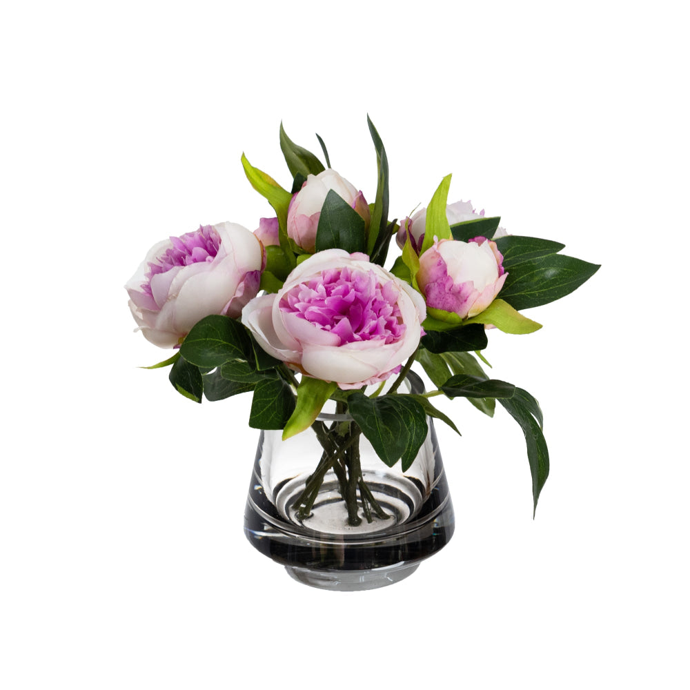 Lilac Peony 20cm Artificial Plant Flower Arrangement Decorative In Glass Fast shipping On sale