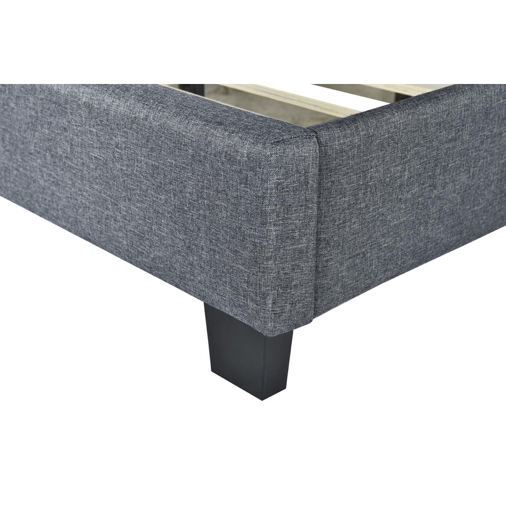 Linen Fabric Bed Frame Double Size Button Head Dark Grey Fast shipping On sale