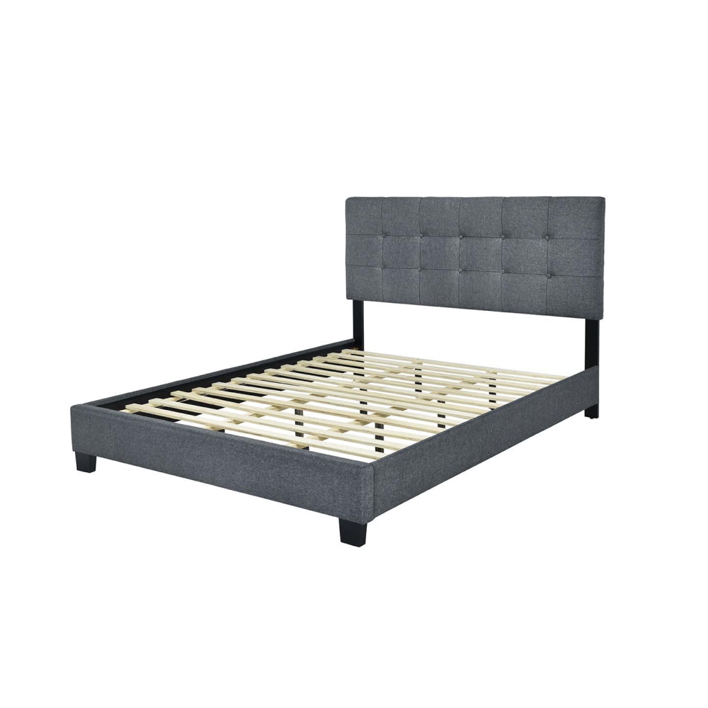 Linen Fabric Bed Frame King Single Size Button Head Dark Grey Fast shipping On sale