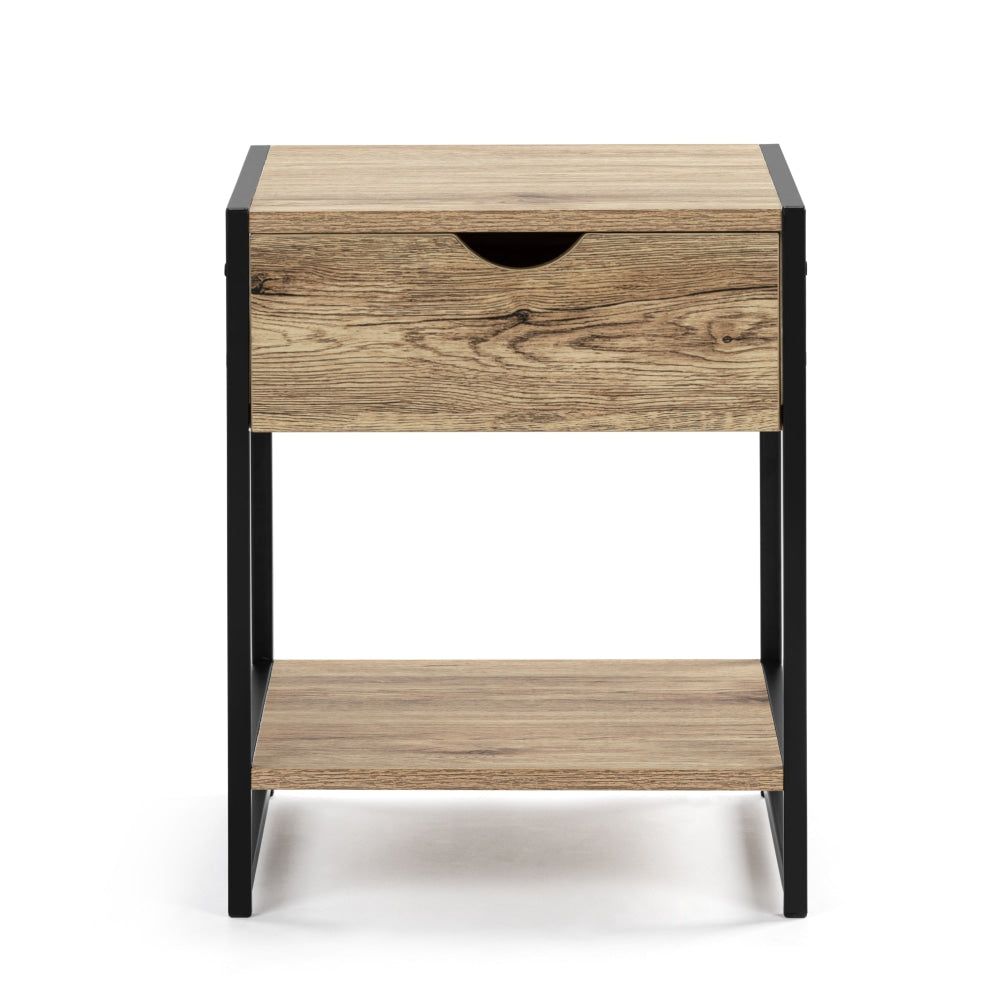 Logan Industrial Nightstand Bedside Table W/ 1-Drawer - Oak/Black Fast shipping On sale