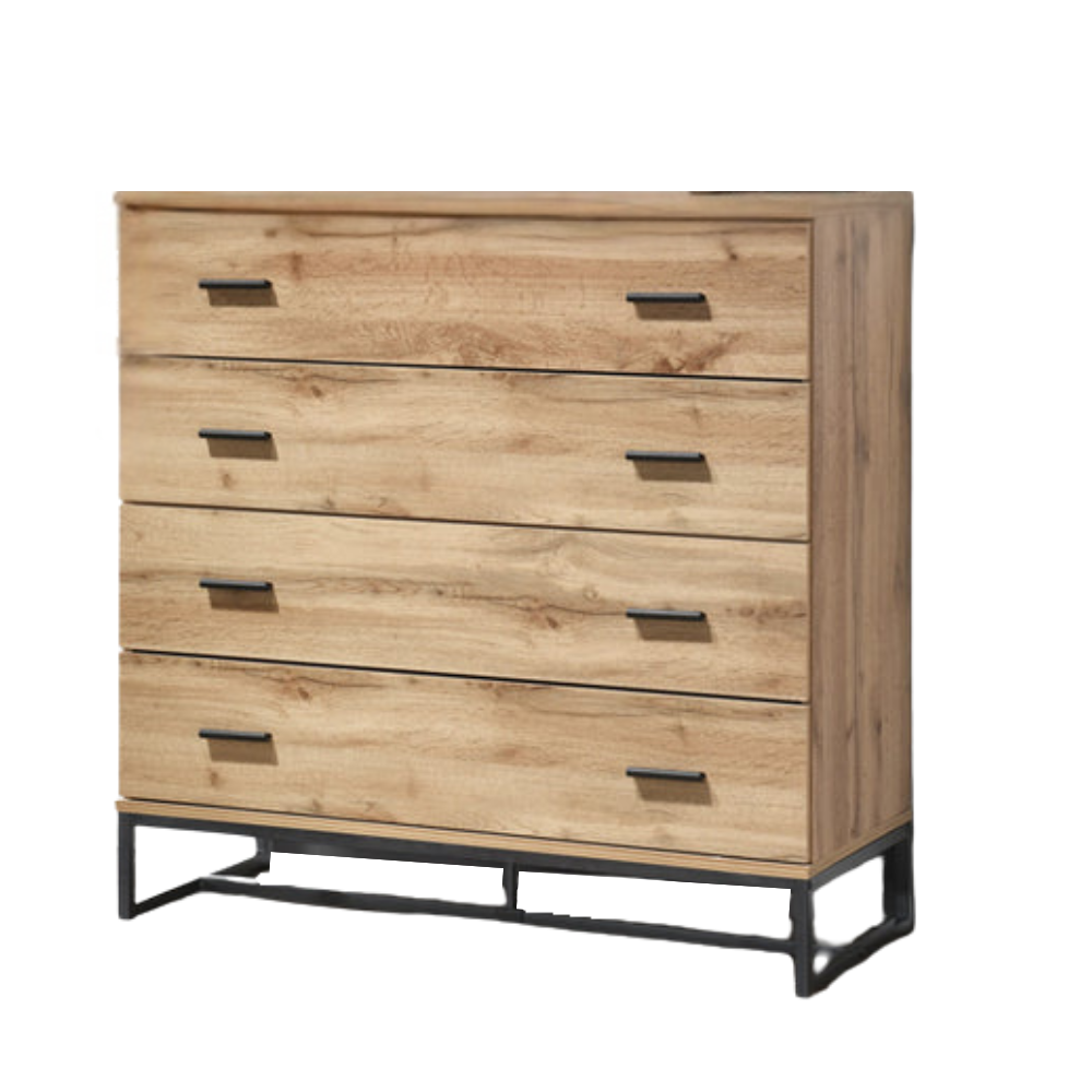 Logen Wooden Chest Of 5-Drawers Storage Cabinet Tallboy Wotan Oak/Black Drawers Fast shipping On sale