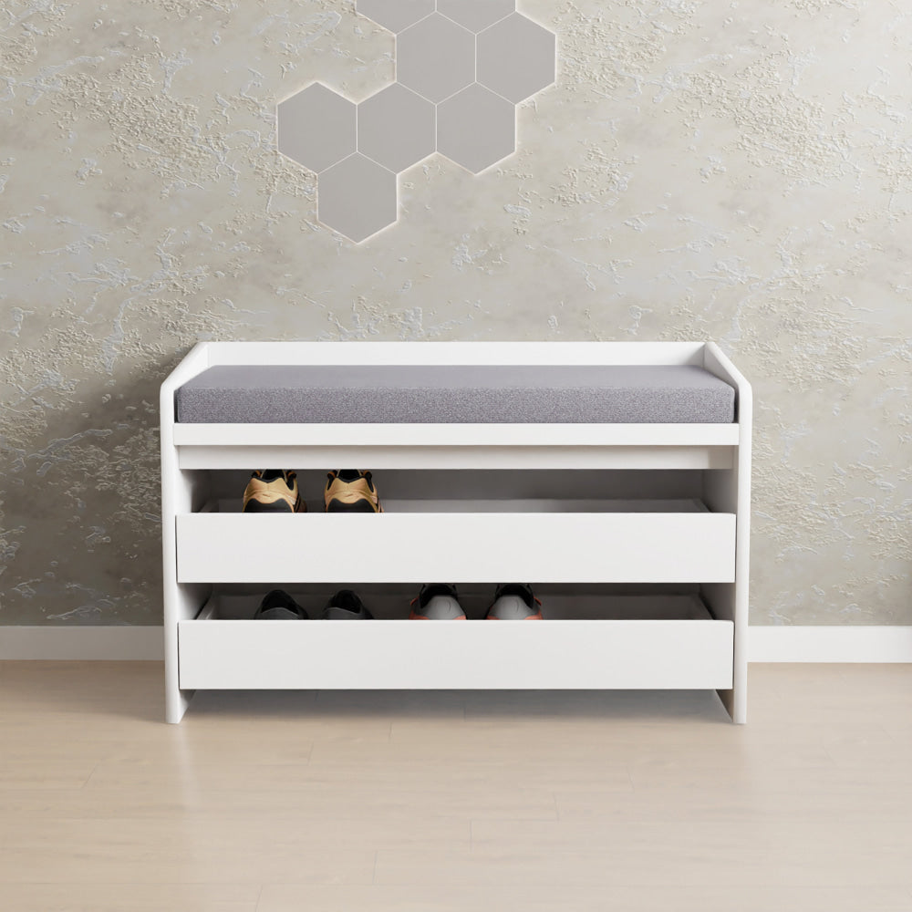 Lonia Shoe Rack Cabinet Storage Bench 2-Drawers White/Grey Fast shipping On sale