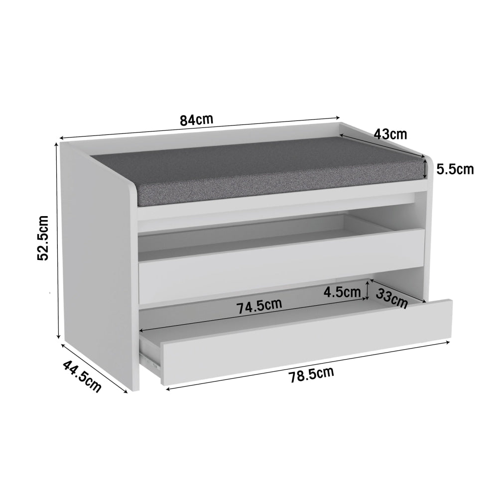 Lonia Shoe Rack Cabinet Storage Bench 2-Drawers White/Grey Fast shipping On sale