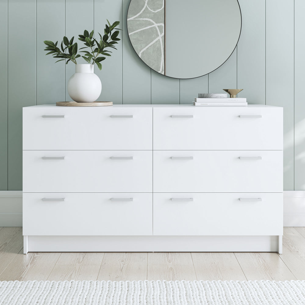 Lorenzo Chest of 6-Drawer Lowboy Sideboard Storage Cabinet - White Of Drawers Fast shipping On sale