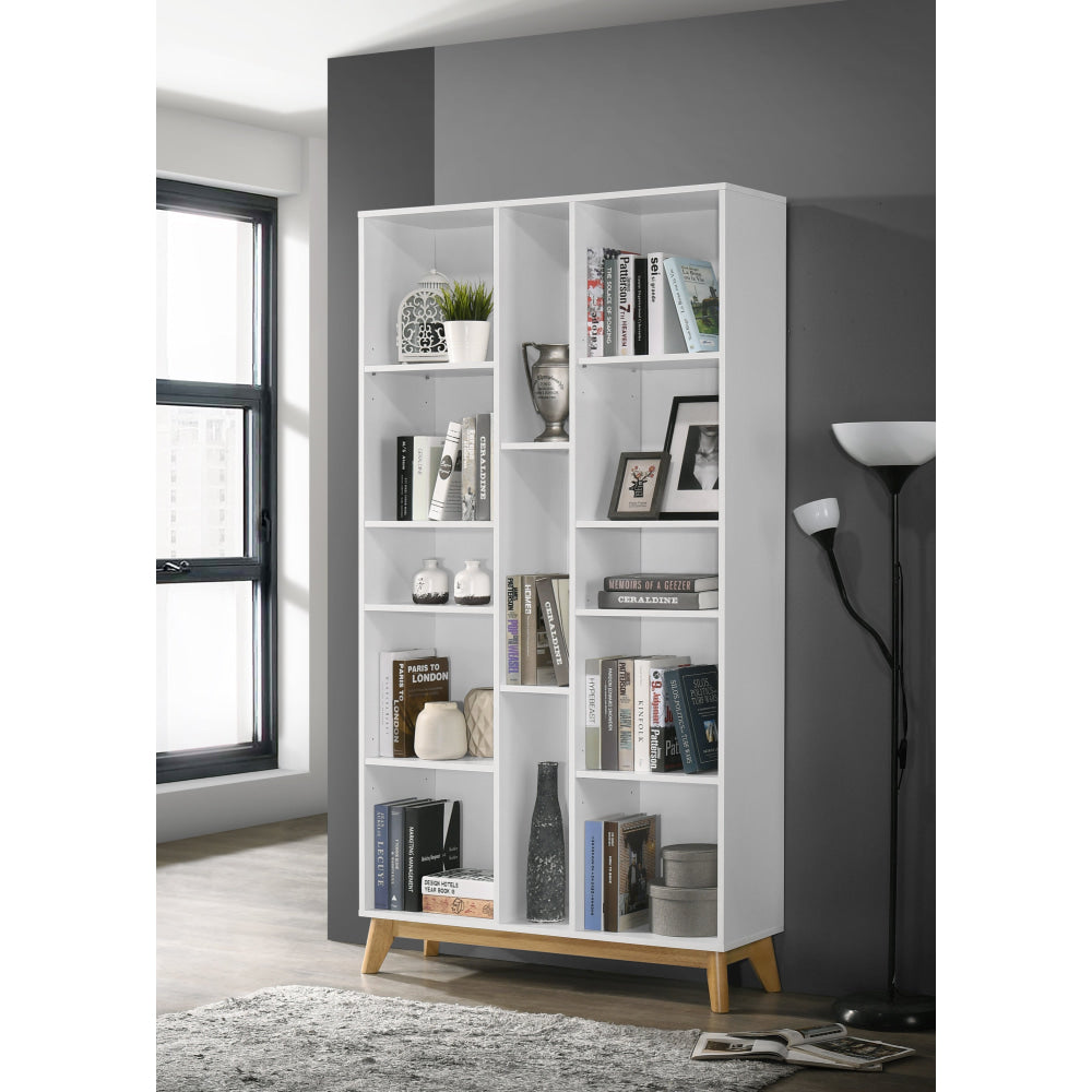 Lori 5-Tier Tall Open Multi Shelves Bookcase Display Cabinet White/Oak Fast shipping On sale