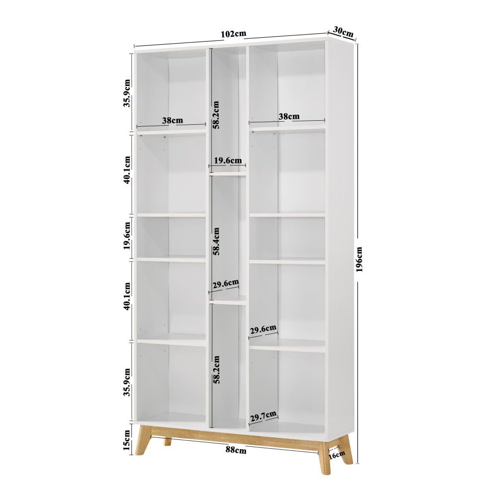 Lori 5-Tier Tall Open Multi Shelves Bookcase Display Cabinet White/Oak Fast shipping On sale