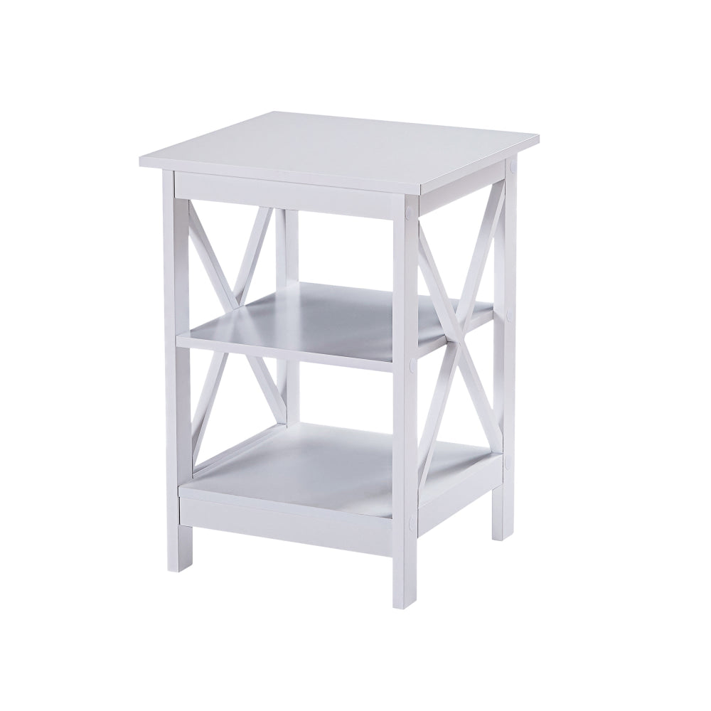 Lortelle Wooden End Lamp Side Table 2-Open Shelves White Fast shipping On sale