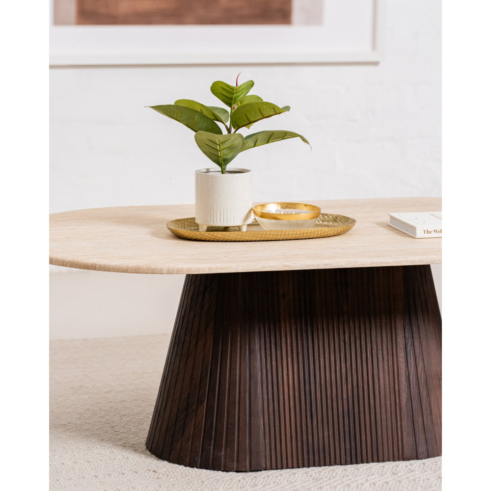 Louie Artificial Marble Wooden Laminated Coffee Tea Table Travertine Fast shipping On sale