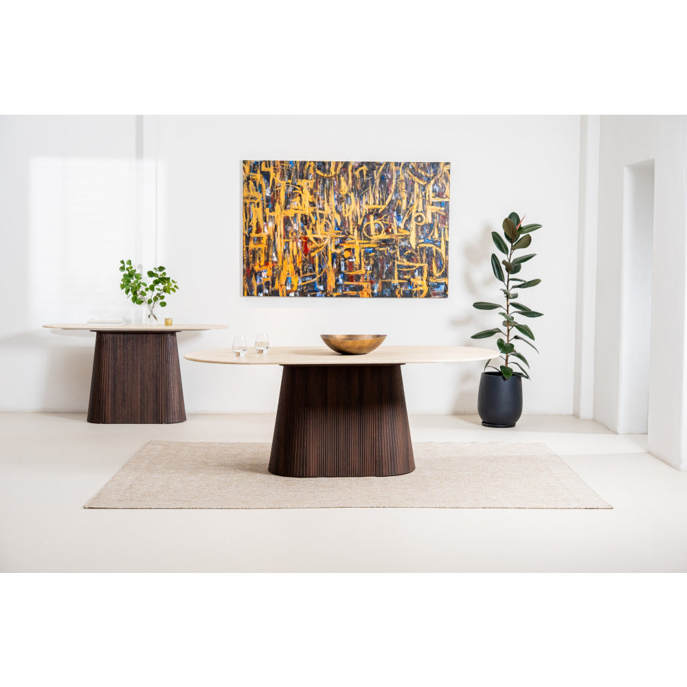 Louie Artificial Marble Wooden Laminated Kitchen Dining Table 200cm Travertine Fast shipping On sale