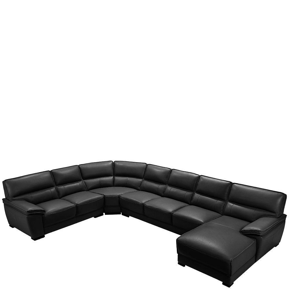 Lounge Set Luxurious 7 Seater Bonded Leather Corner Sofa Living Room Couch in Black with Chaise Fast shipping On sale