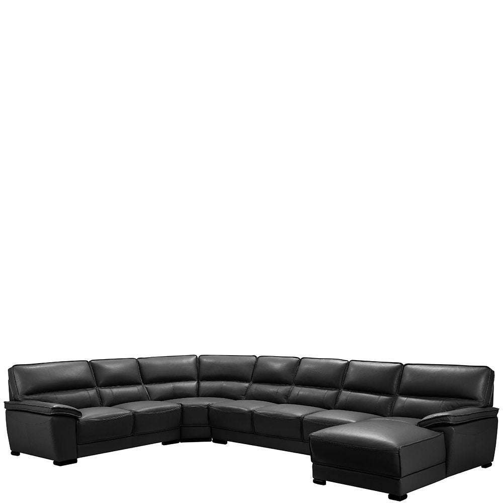 Lounge Set Luxurious 7 Seater Bonded Leather Corner Sofa Living Room Couch in Black with Chaise Fast shipping On sale