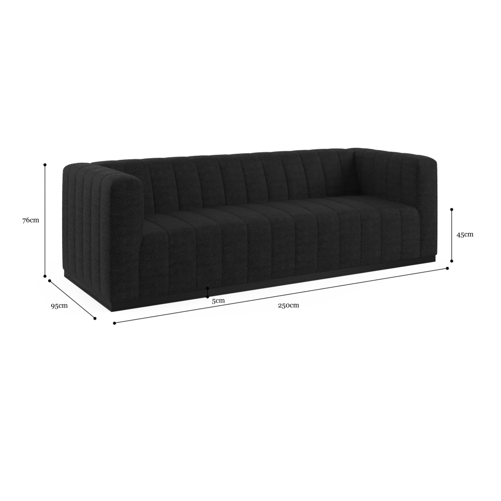 Lulu 3-Seater Lounge Sofa Stone Black Sofas Fast shipping On sale