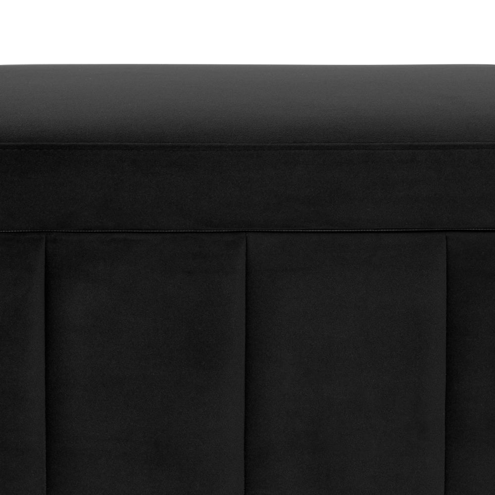 Lumine Velvet Fabric Sofa Bench Storage Ottoman Foot Rest Stool Black Fast shipping On sale