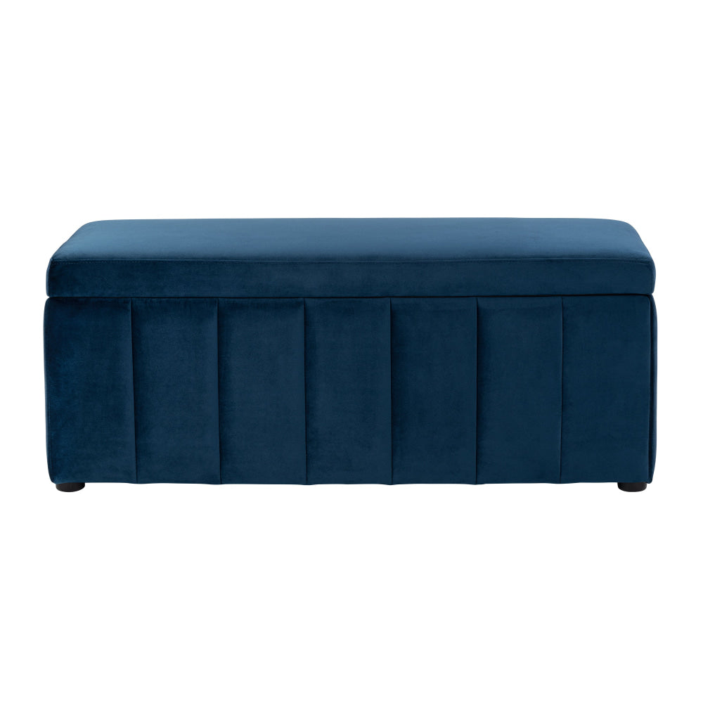 Lumine Velvet Fabric Sofa Bench Storage Ottoman Foot Rest Stool Dark Blue Fast shipping On sale