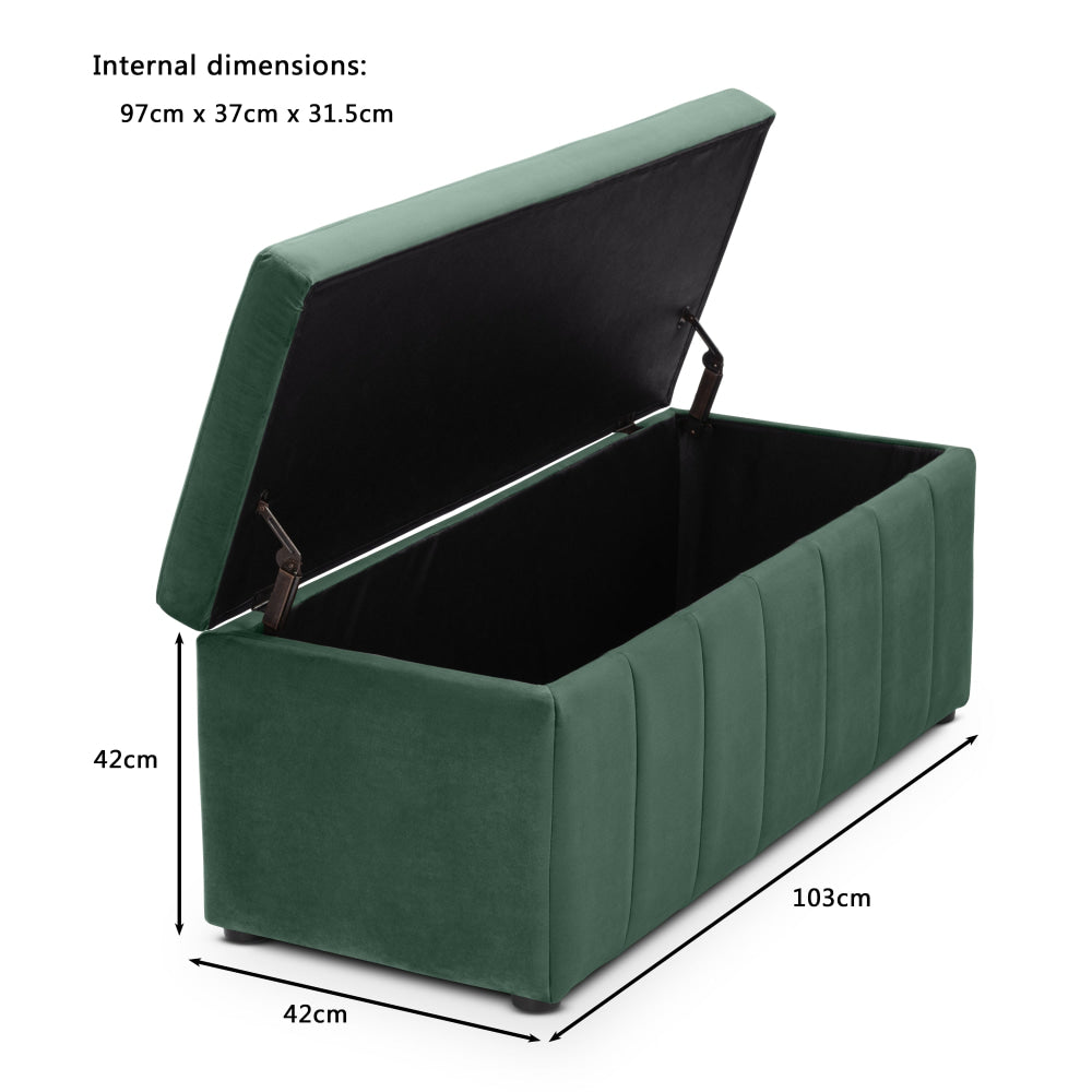 Lumine Velvet Fabric Sofa Bench Storage Ottoman Foot Rest Stool Dark Green Fast shipping On sale