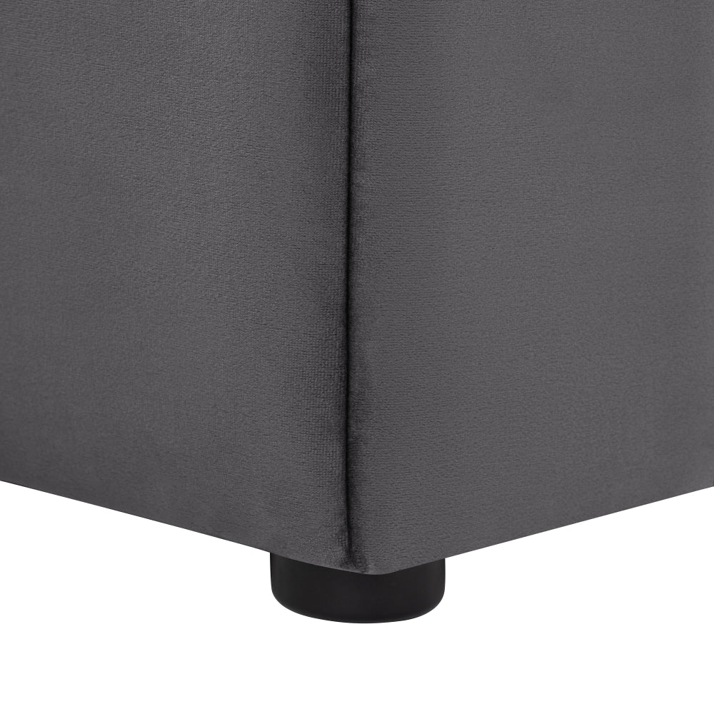 Lumine Velvet Fabric Sofa Bench Storage Ottoman Foot Rest Stool Dark Grey Fast shipping On sale
