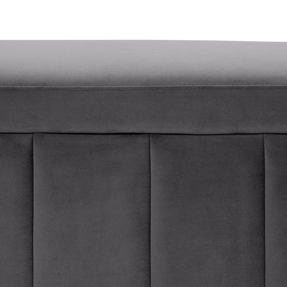 Lumine Velvet Fabric Sofa Bench Storage Ottoman Foot Rest Stool Dark Grey Fast shipping On sale
