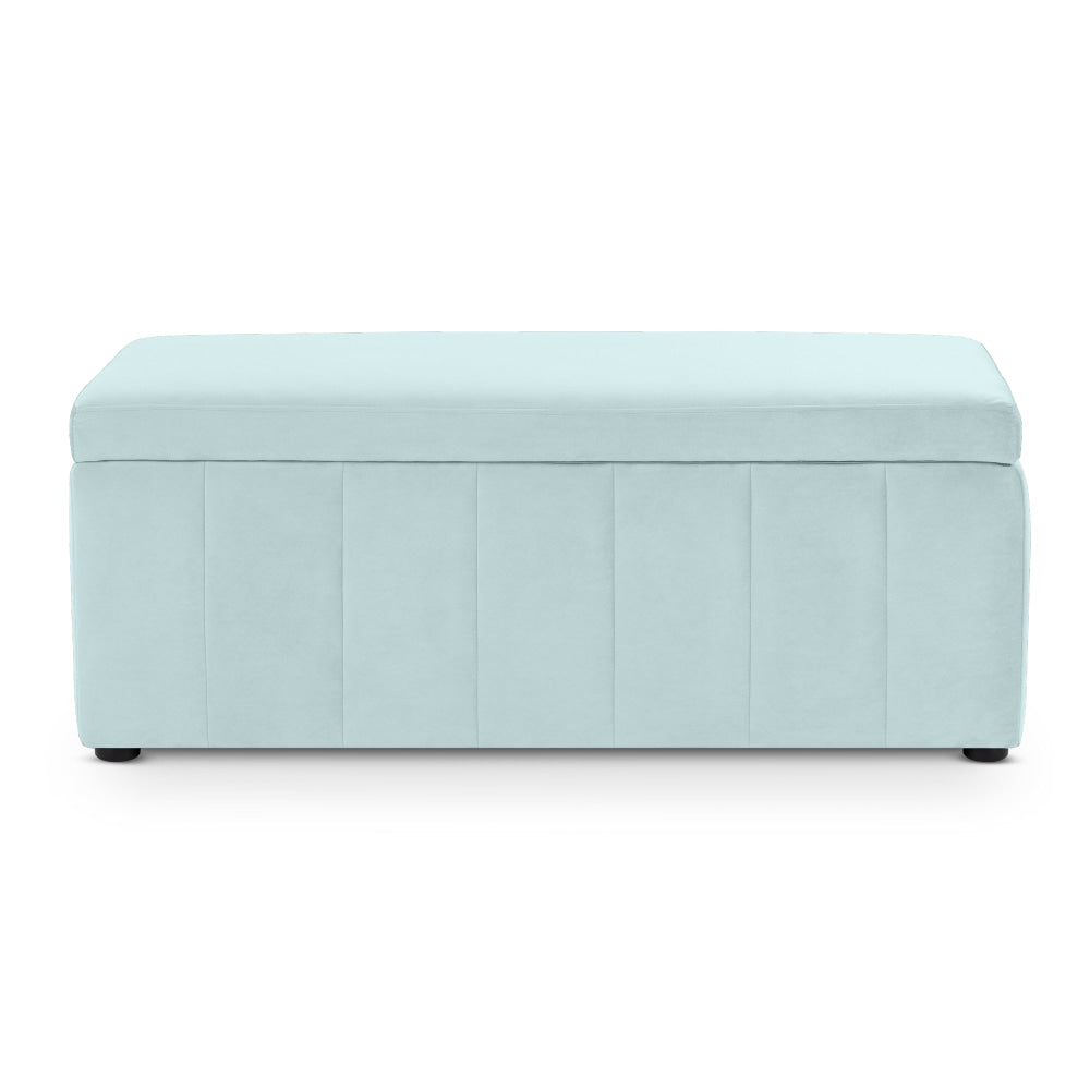 Lumine Velvet Fabric Sofa Bench Storage Ottoman Foot Rest Stool Light Blue Fast shipping On sale