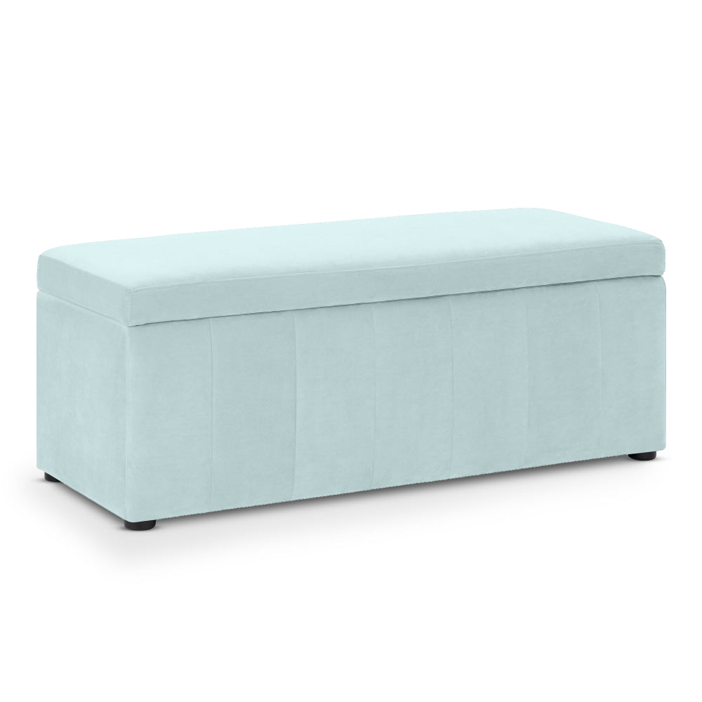 Lumine Velvet Fabric Sofa Bench Storage Ottoman Foot Rest Stool Light Blue Fast shipping On sale