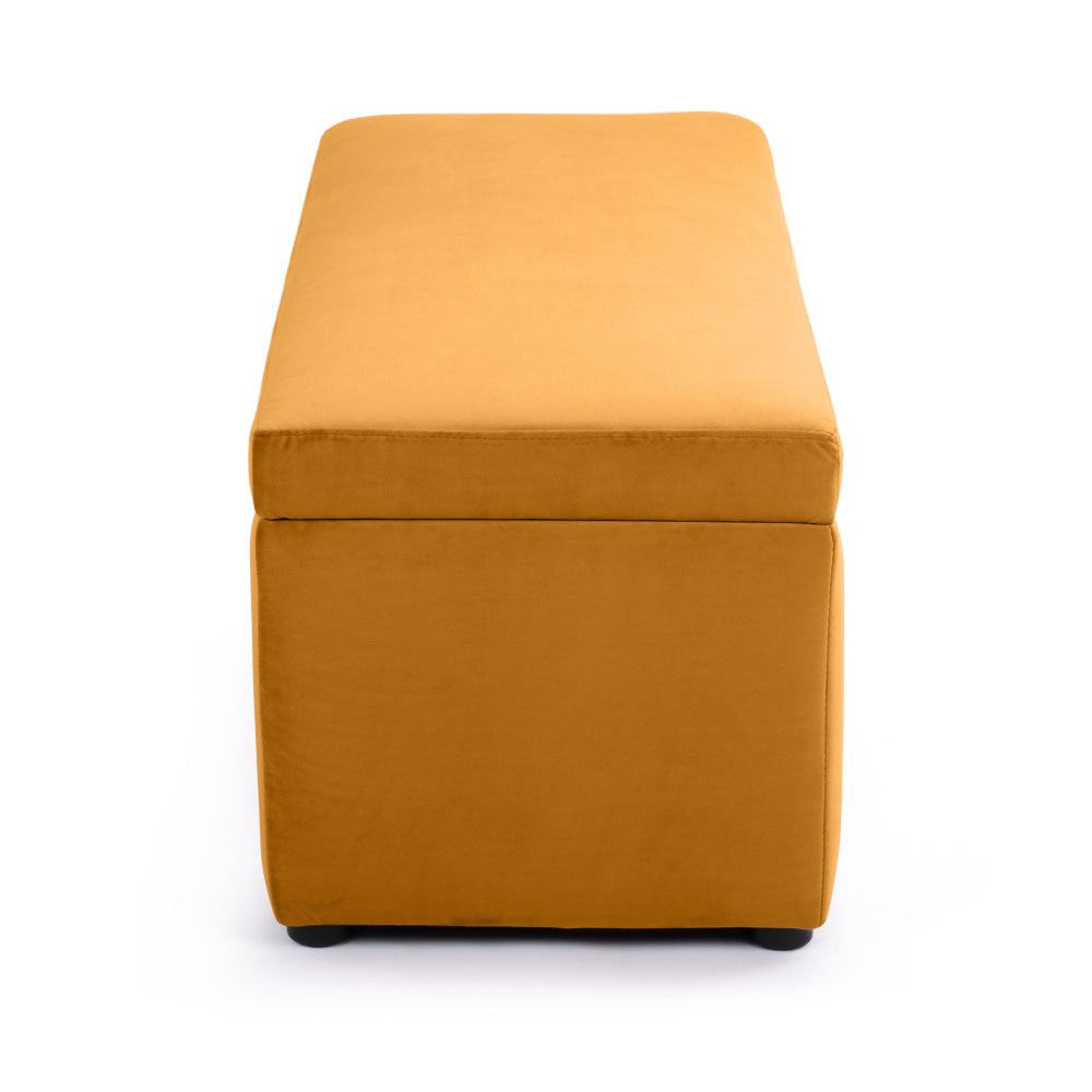 Lumine Velvet Fabric Sofa Bench Storage Ottoman Foot Rest Stool Mustard Yellow Fast shipping On sale