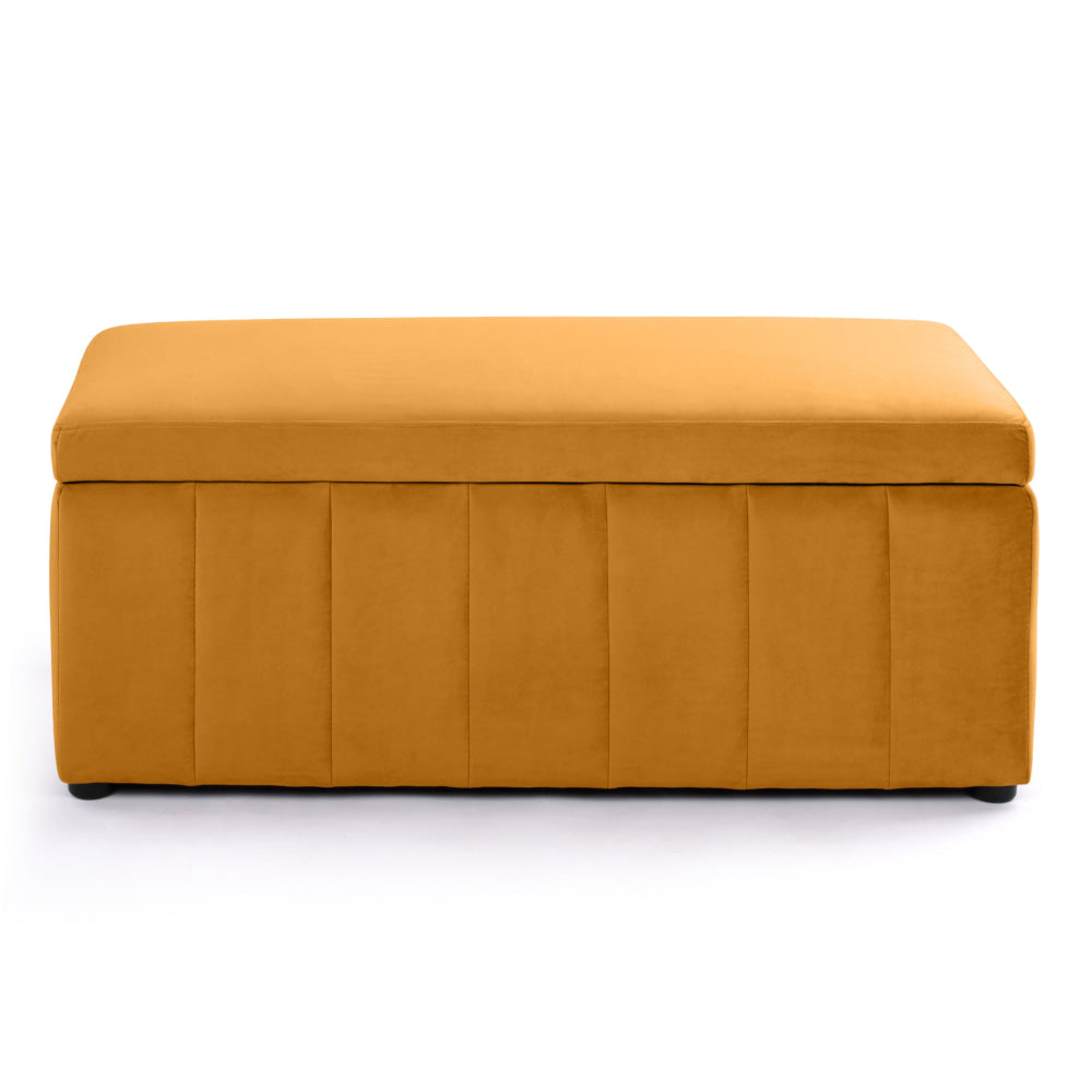 Lumine Velvet Fabric Sofa Bench Storage Ottoman Foot Rest Stool Mustard Yellow Fast shipping On sale