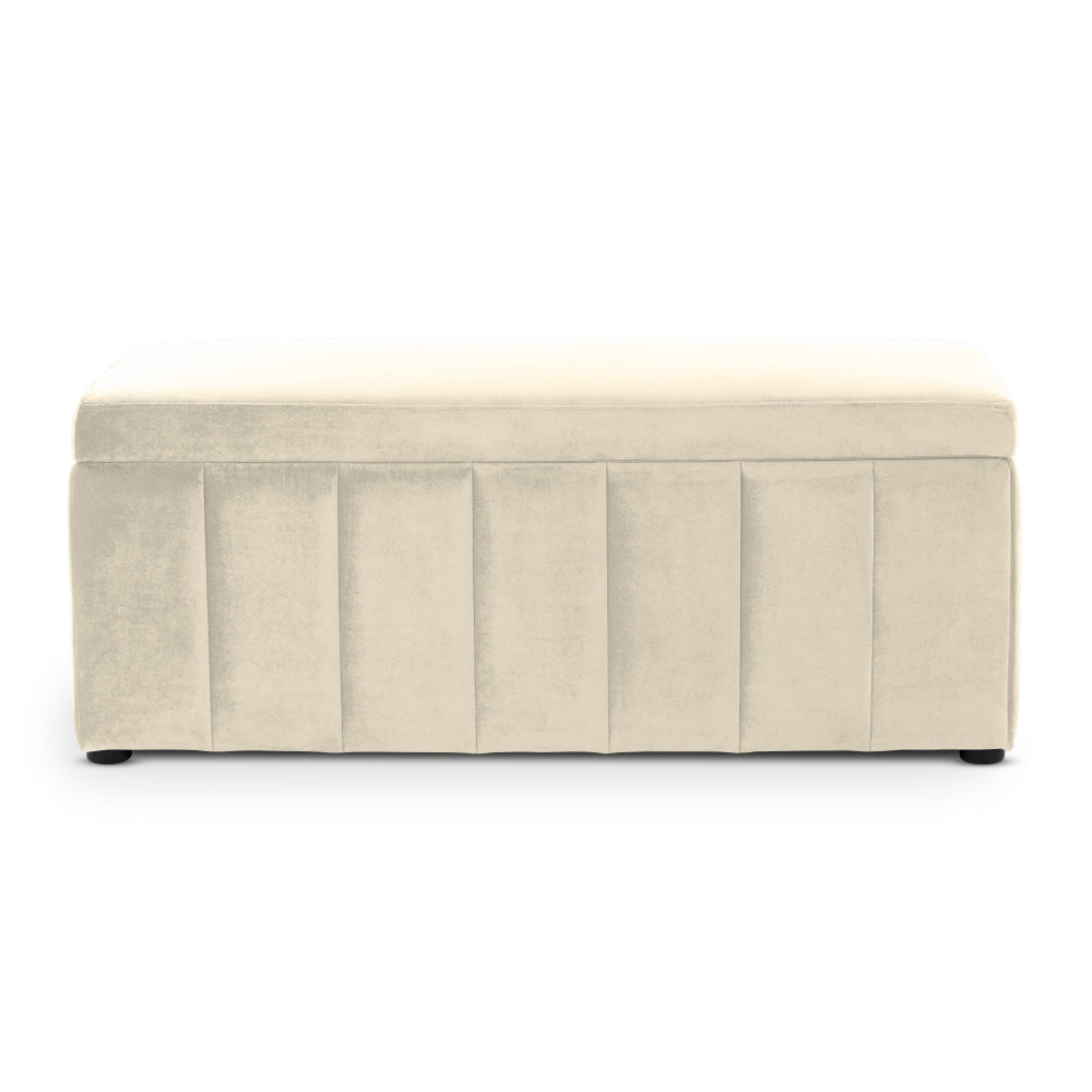 Lumine Velvet Fabric Sofa Bench Storage Ottoman Foot Rest Stool White Fast shipping On sale