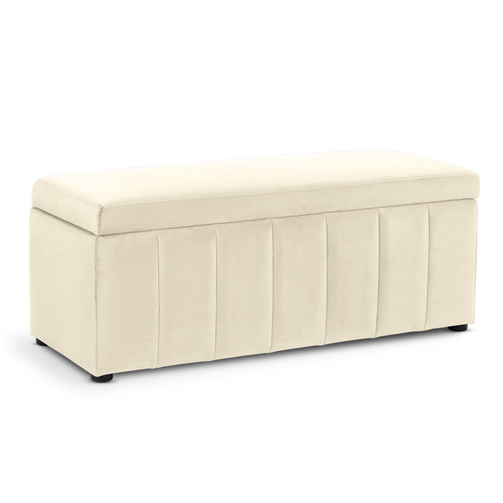 Lumine Velvet Fabric Sofa Bench Storage Ottoman Foot Rest Stool White Fast shipping On sale