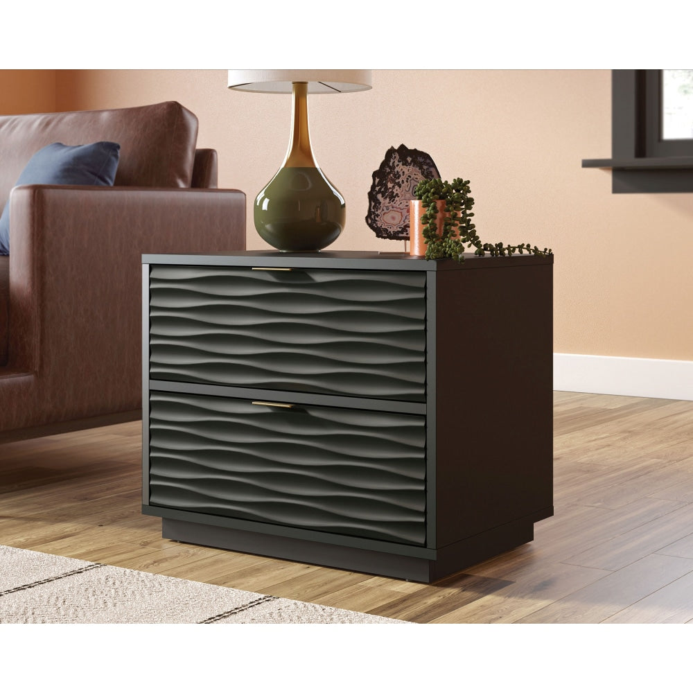Luther Modern Classic Wooden End Lamp Side Table 2 - Drawers Black Fast shipping On sale
