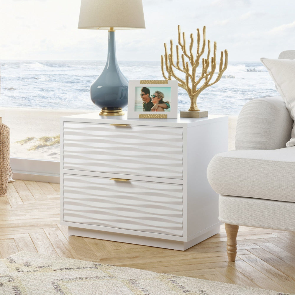 Luther Modern Classic Wooden End Lamp Side Table 2-Drawers White Fast shipping On sale