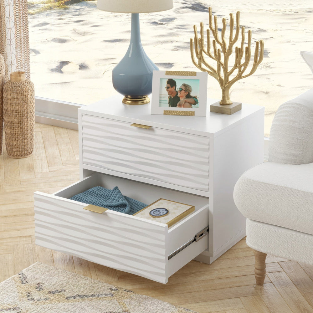 Luther Modern Classic Wooden End Lamp Side Table 2-Drawers White Fast shipping On sale