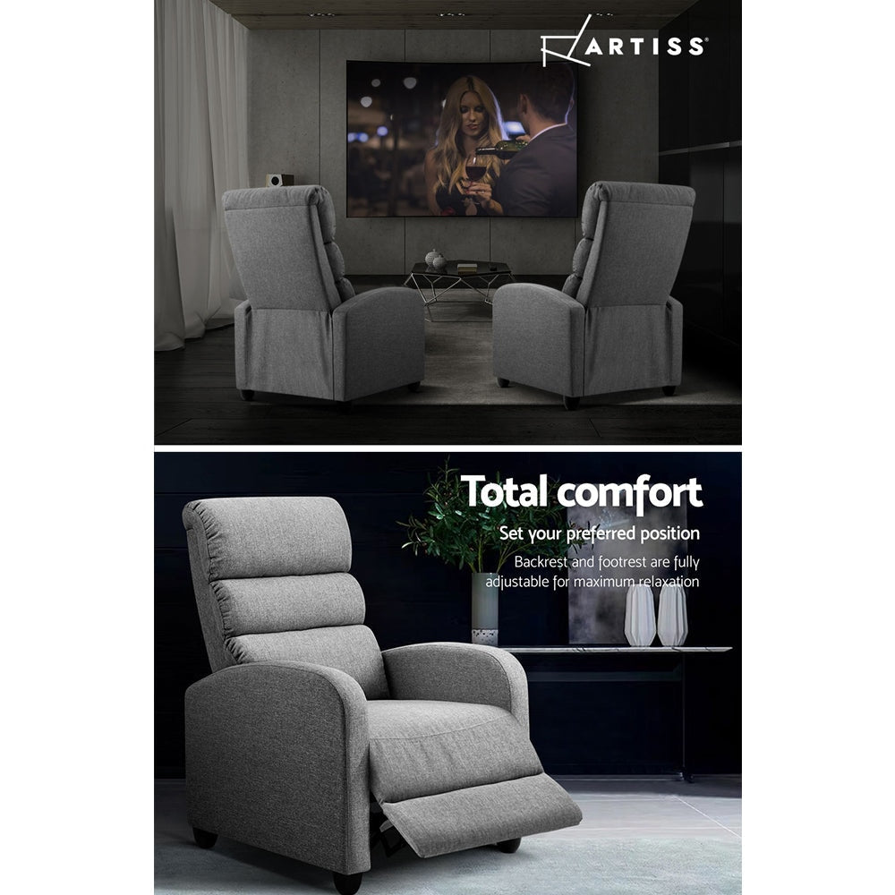 Luxury Recliner Chair Chairs Lounge Armchair Sofa Fabric Cover Grey Fast shipping On sale