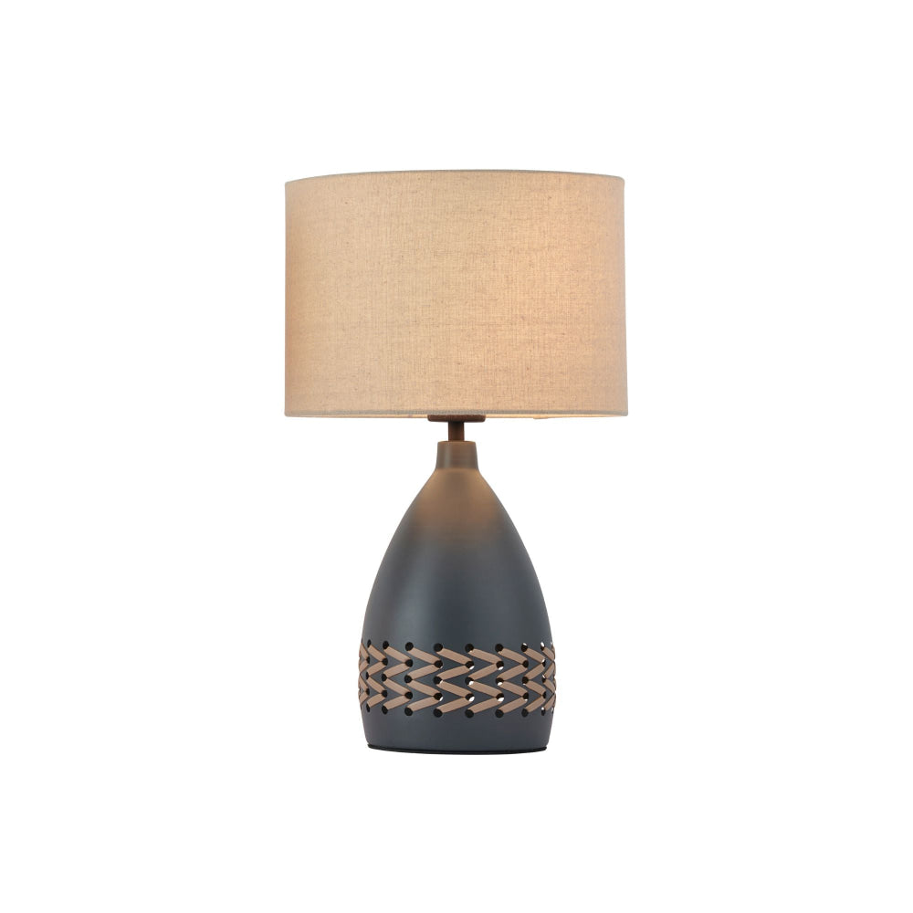 Luz Modern Metal Base Table Desk Light Lamp Fabric Shade Grey Fast shipping On sale