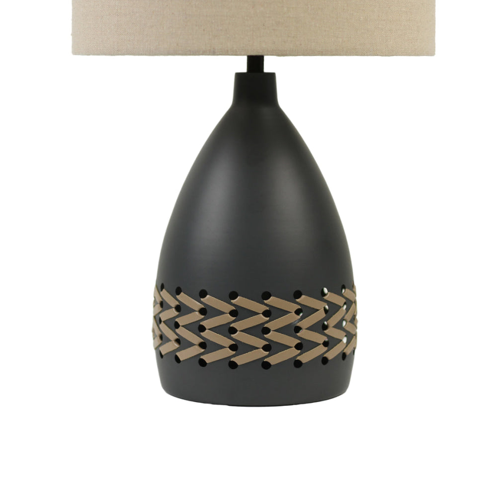 Luz Modern Metal Base Table Desk Light Lamp Fabric Shade Grey Fast shipping On sale