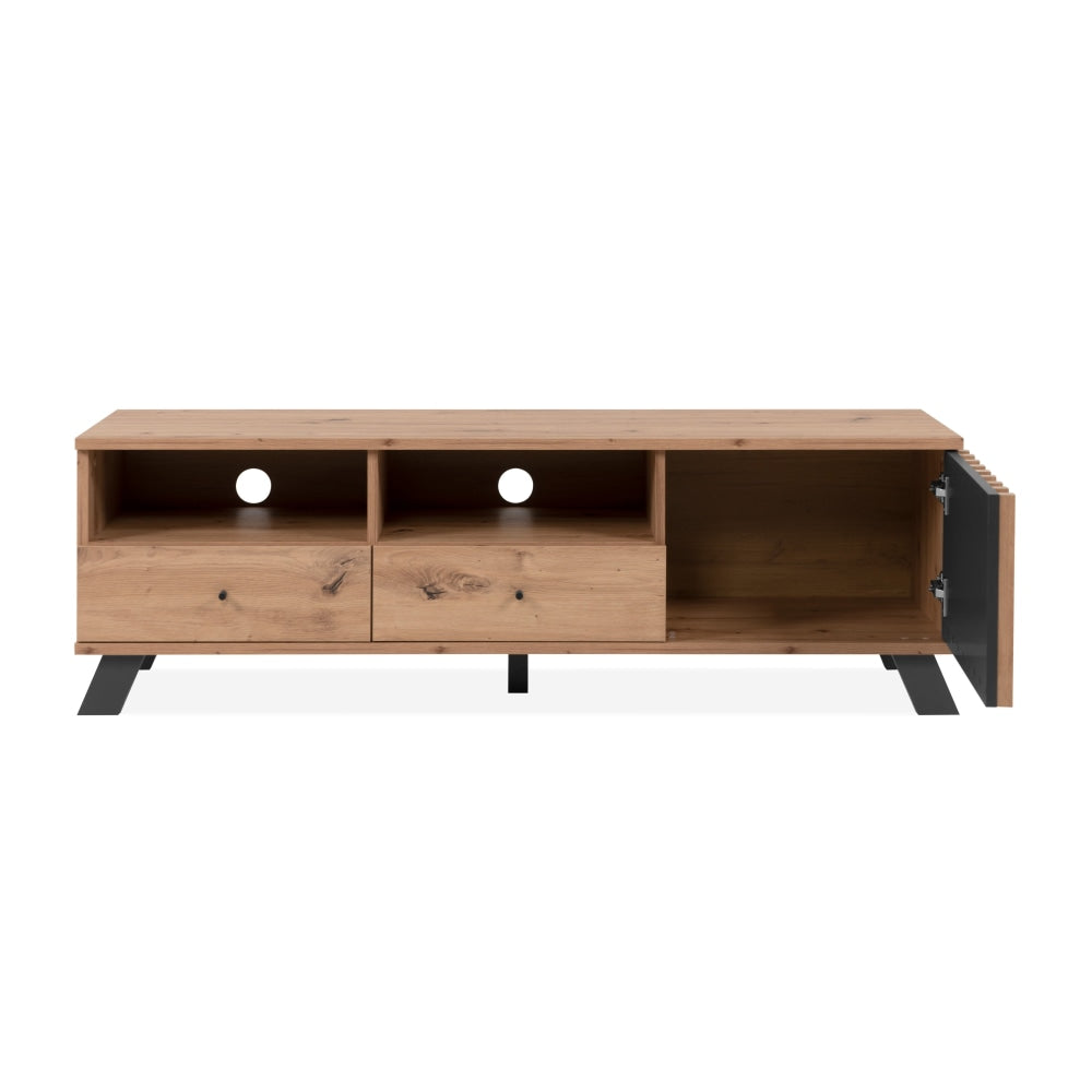 Mabel Lowline Entertainment Unit TV Stand 1-Door 2-Drawers Oak Fast shipping On sale