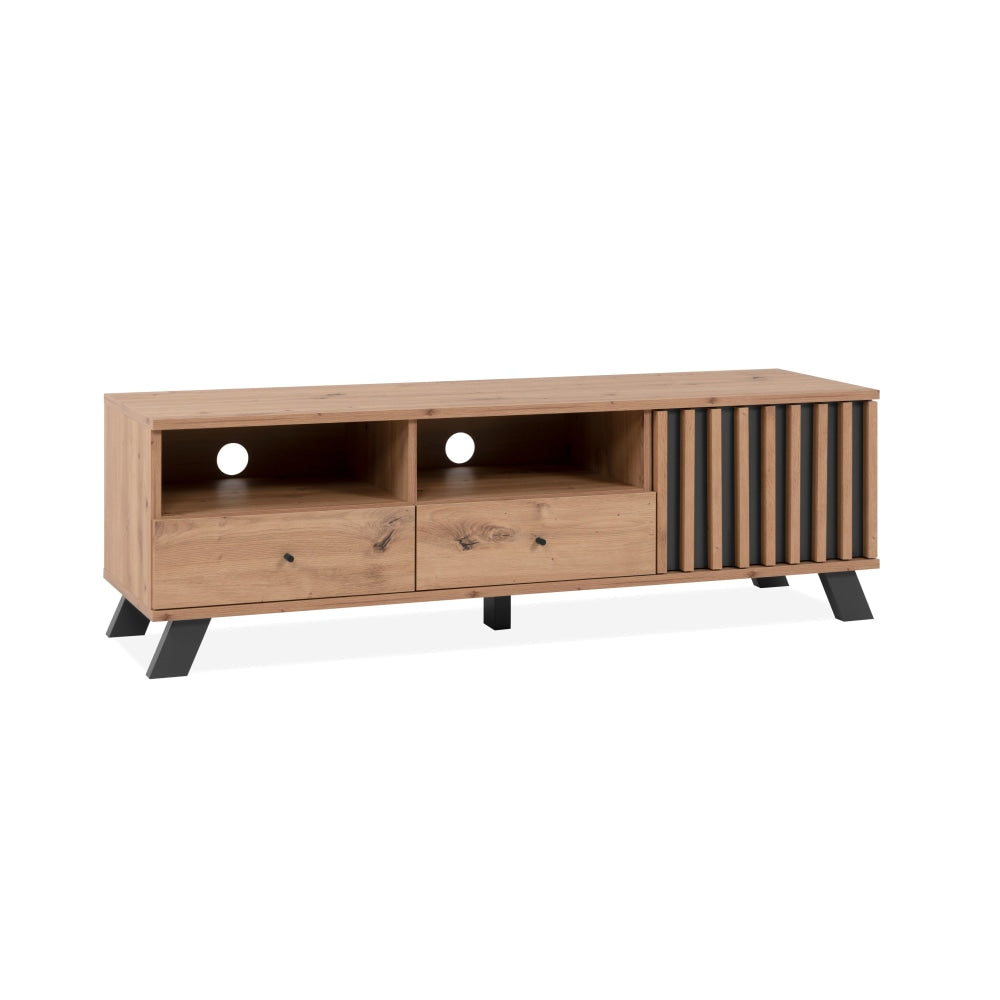 Mabel Lowline Entertainment Unit TV Stand 1-Door 2-Drawers Oak Fast shipping On sale