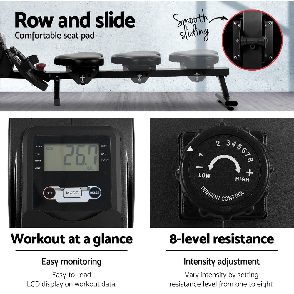 Magnetic Rowing Exercise Machine Rower Resistance Cardio Fitness Gym Sports & Fast shipping On sale