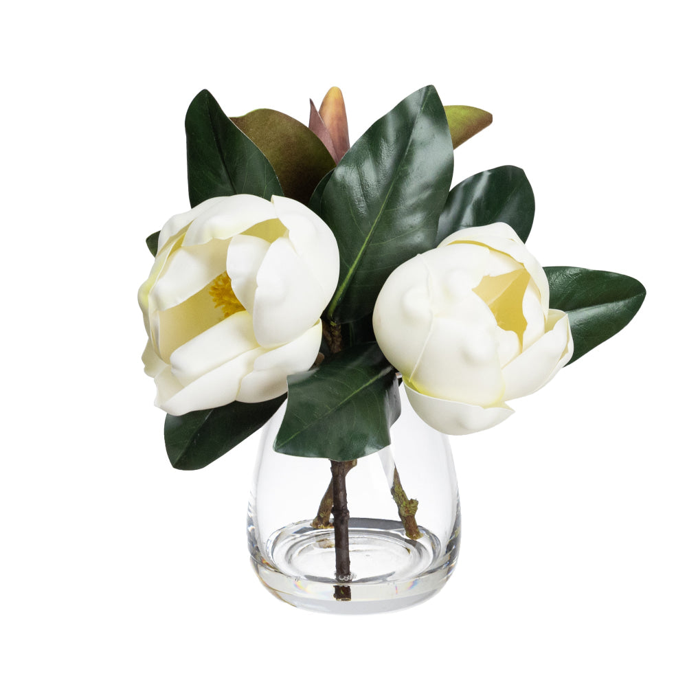 Magnolia Artificial Fake Plant Decorative Arrangement 32cm In Glass Fast shipping On sale