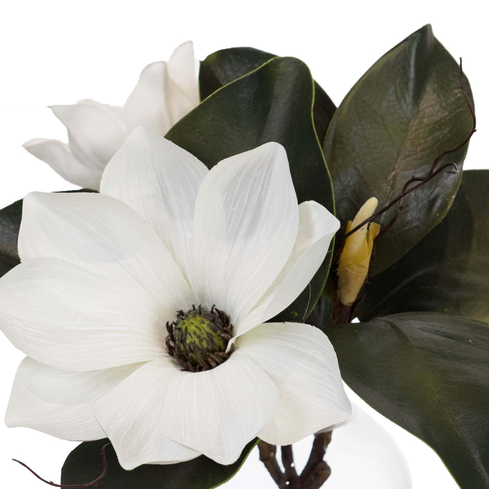 Magnolia Spray 25cm Artificial Plant Flower Arrangement Decorative In Fishbowl Vase White Fast shipping On sale