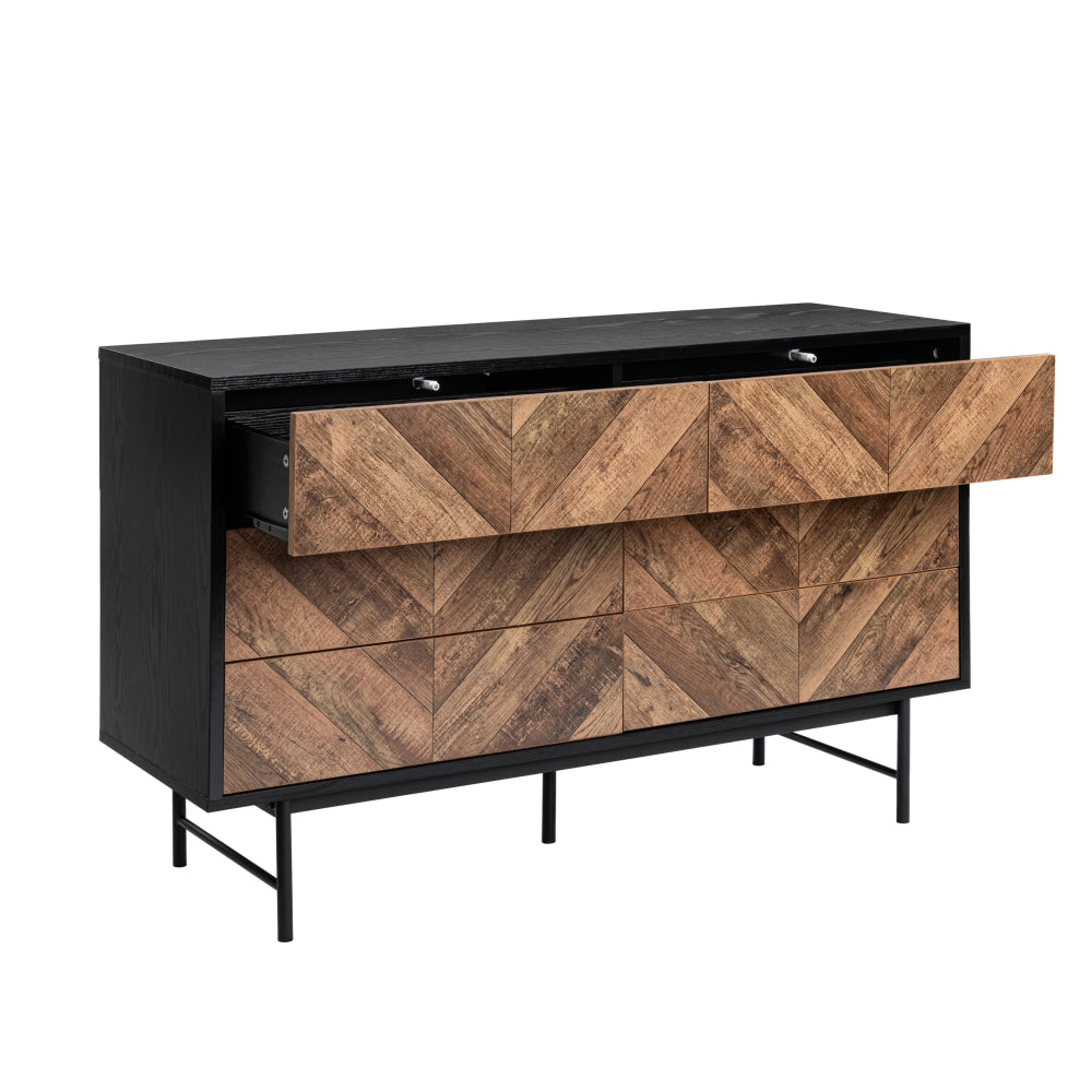 Magnus Chest Of 6-Drawers Dresser Lowboy Storage Cabinet Walnut/Black Drawers Fast shipping On sale