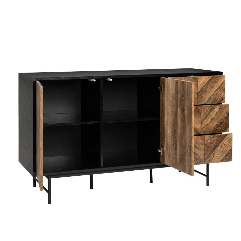 Magnus Sideboard Buffet Unit Storage Cabinet 2-Doors 3-Drawers Walnut/Black & Fast shipping On sale