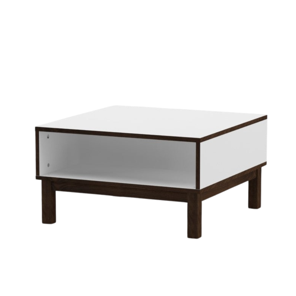 Maisie Square Wooden Open Shelf Coffee Table - White/Walnut Fast shipping On sale