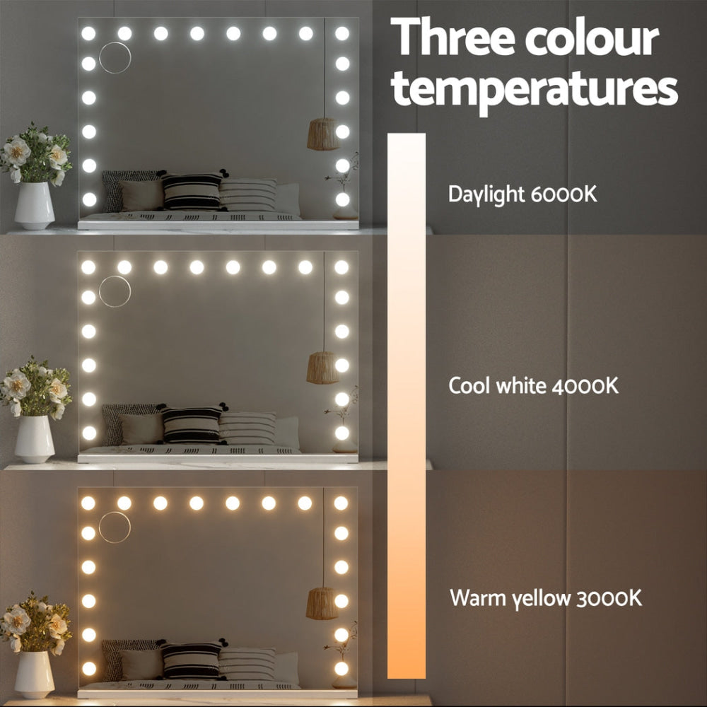 Makeup Mirror 80x58cm Hollywood Vanity with LED Light Tabletop Wall Fast shipping On sale