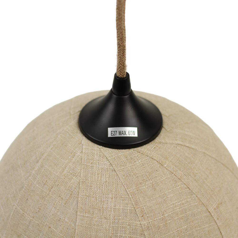 Malena Modern Glass Fabric Round Shape Shade Hanging Pendant Light Lamp Black/Linen Fast shipping On sale