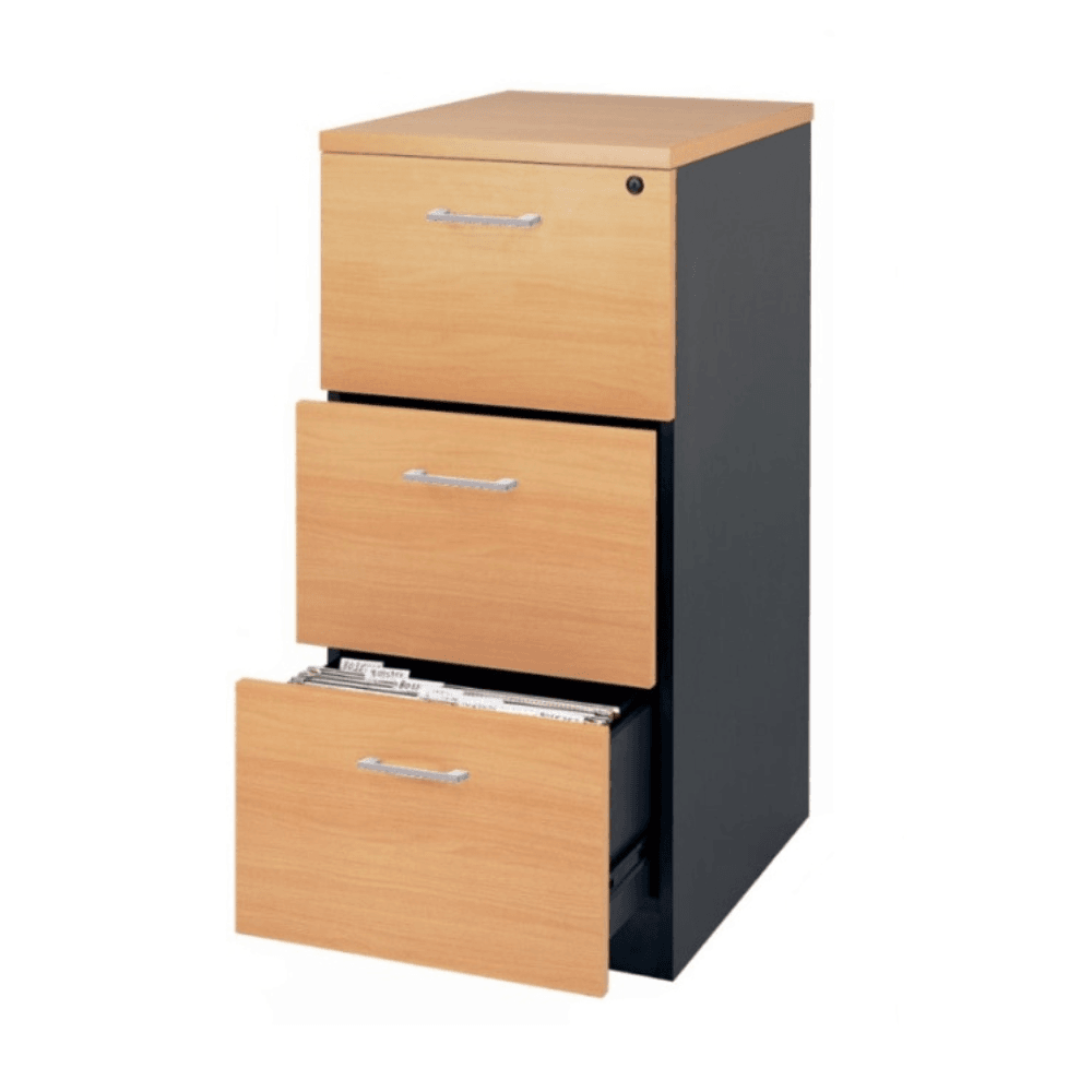 Mantone 3 Drawer Filing Cabinet Storage - Select Beech/Ironstone Fast shipping On sale