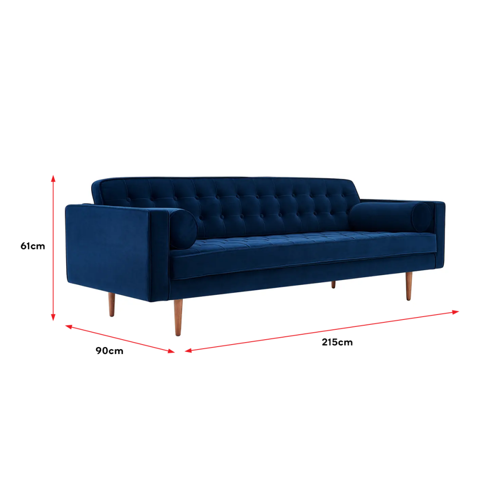 Marcella Velvet 3 Seater Sofa Navy Sofas Fast shipping On sale